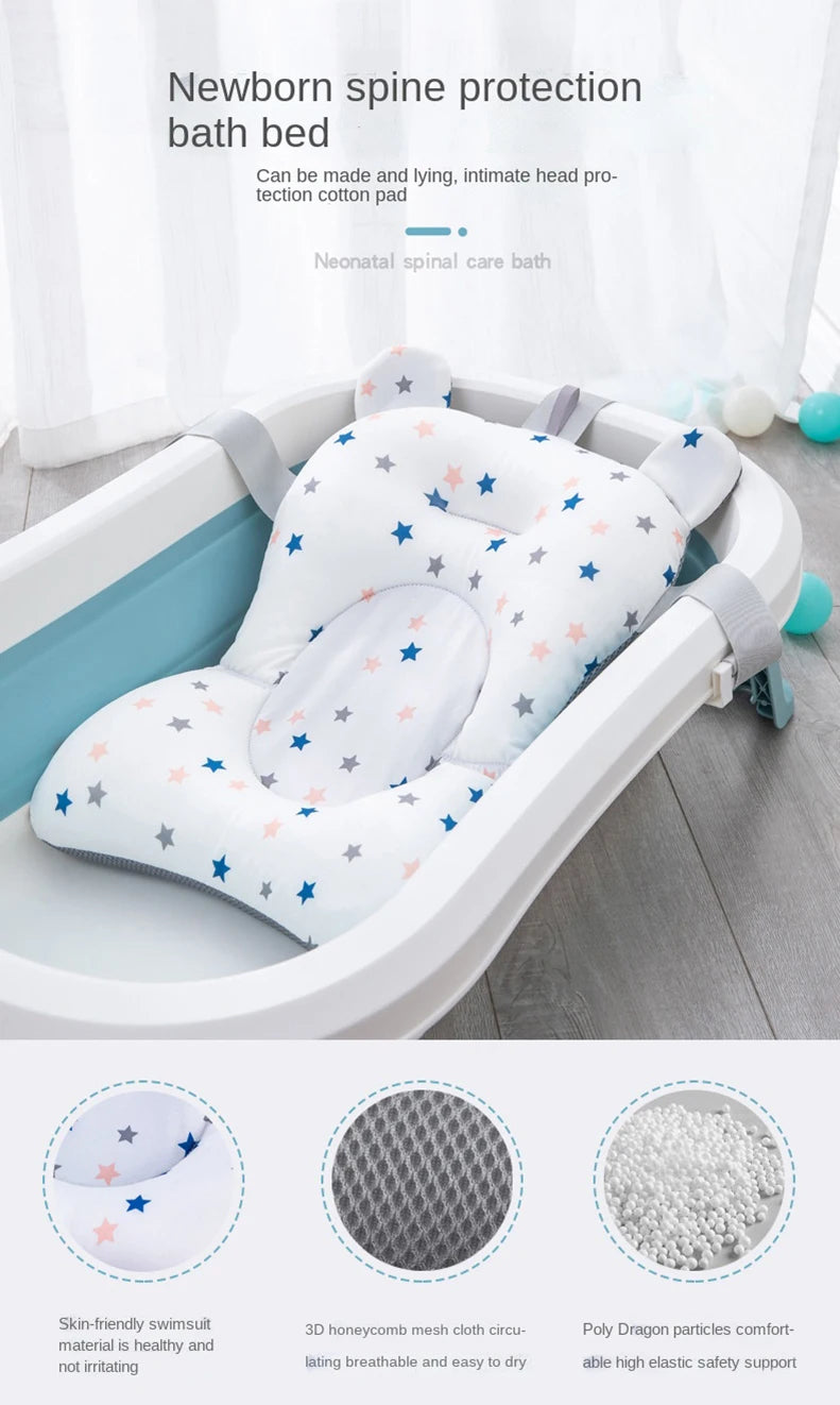 Baby Bath Support Pad – Foldable Newborn Bath Seat Mat for Tub