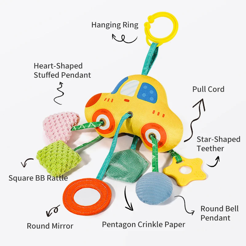 Baby Car Seat & Stroller Toy – Musical Rattle & Teether for Newborns