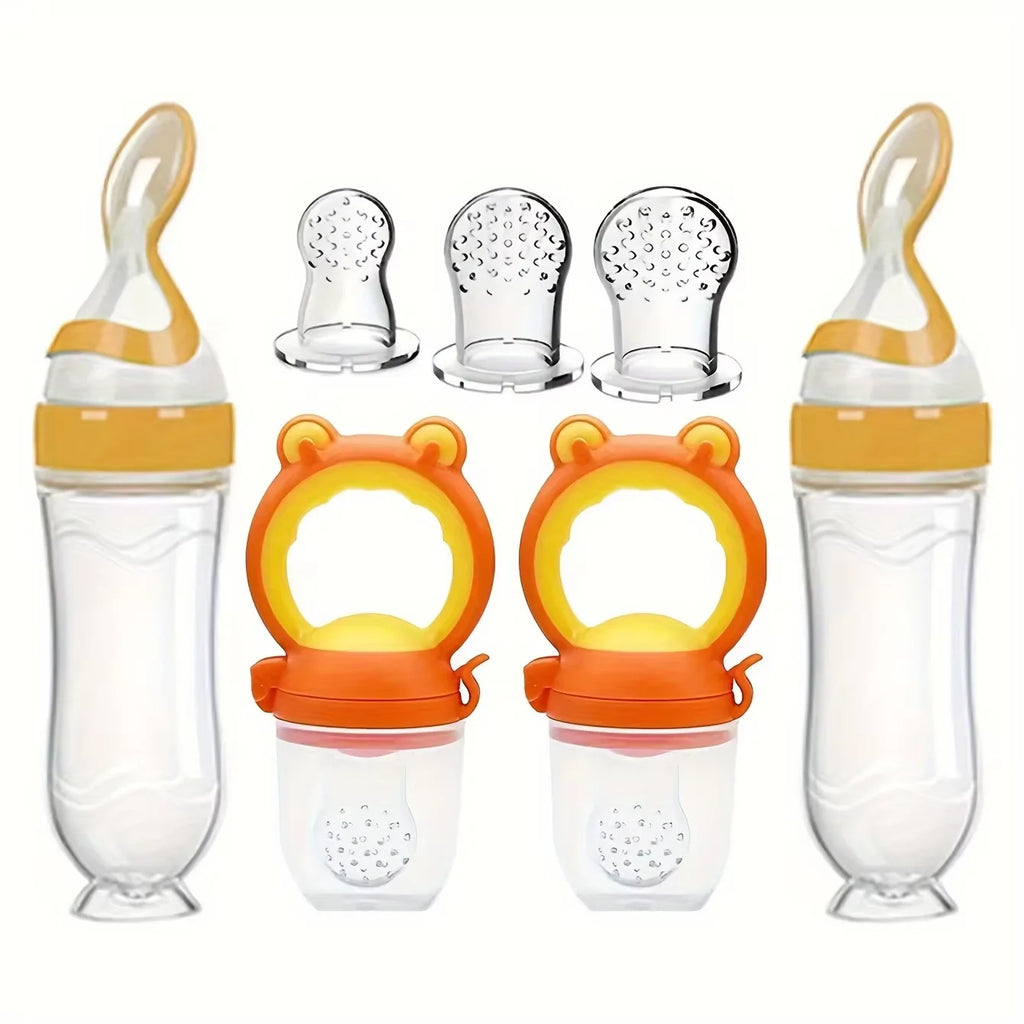 7-Piece Baby Feeding Set – Silicone Bottle, Fruit Feeder & Pacifier