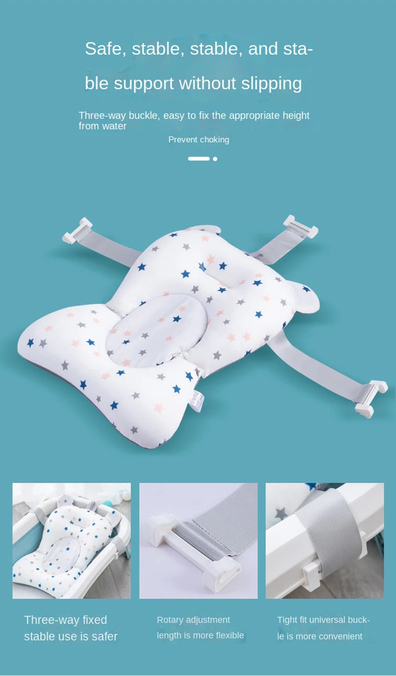 Baby Bath Support Pad – Foldable Newborn Bath Seat Mat for Tub