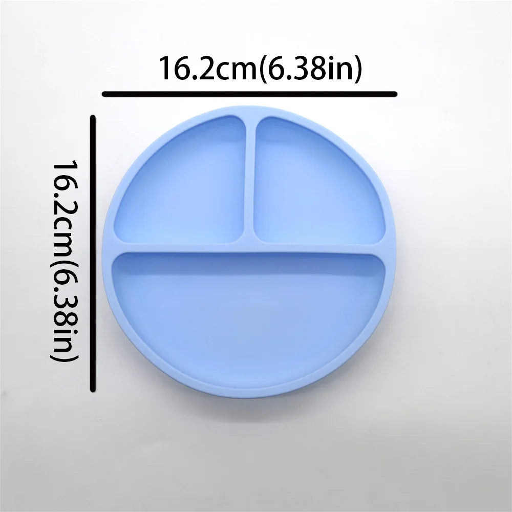 Baby Silicone Feeding  Divided Plate, Bowl, Table Ware,Fork&Spoon