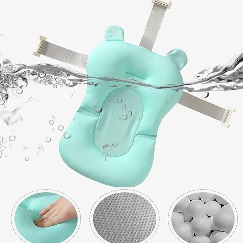 Baby Bath Support Pad – Foldable Newborn Bath Seat Mat for Tub