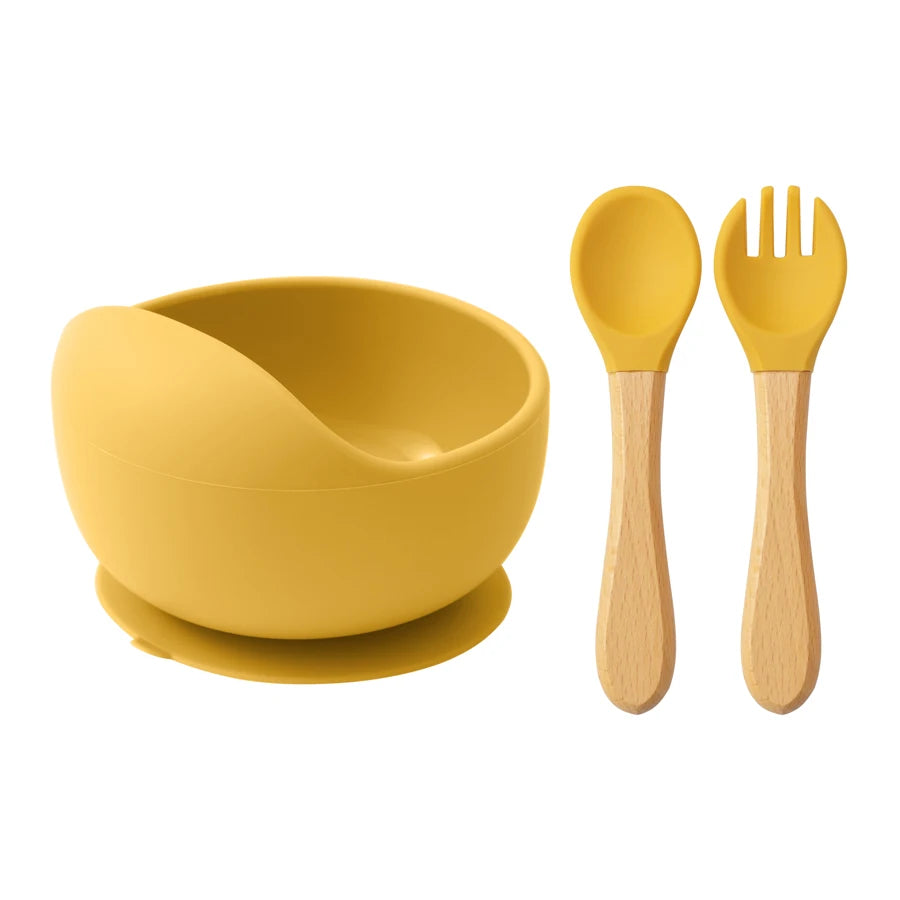 Baby Silicone Feeding Set – Suction Bowl, Spoon & Fork