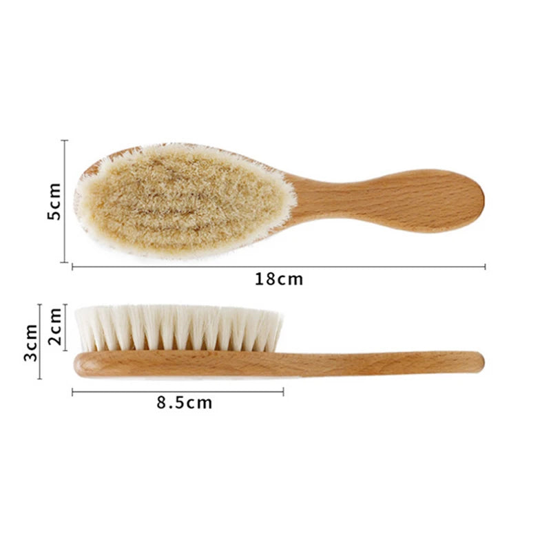 Wooden Hairbrush, Comb, Natural Wool Brush for Babies