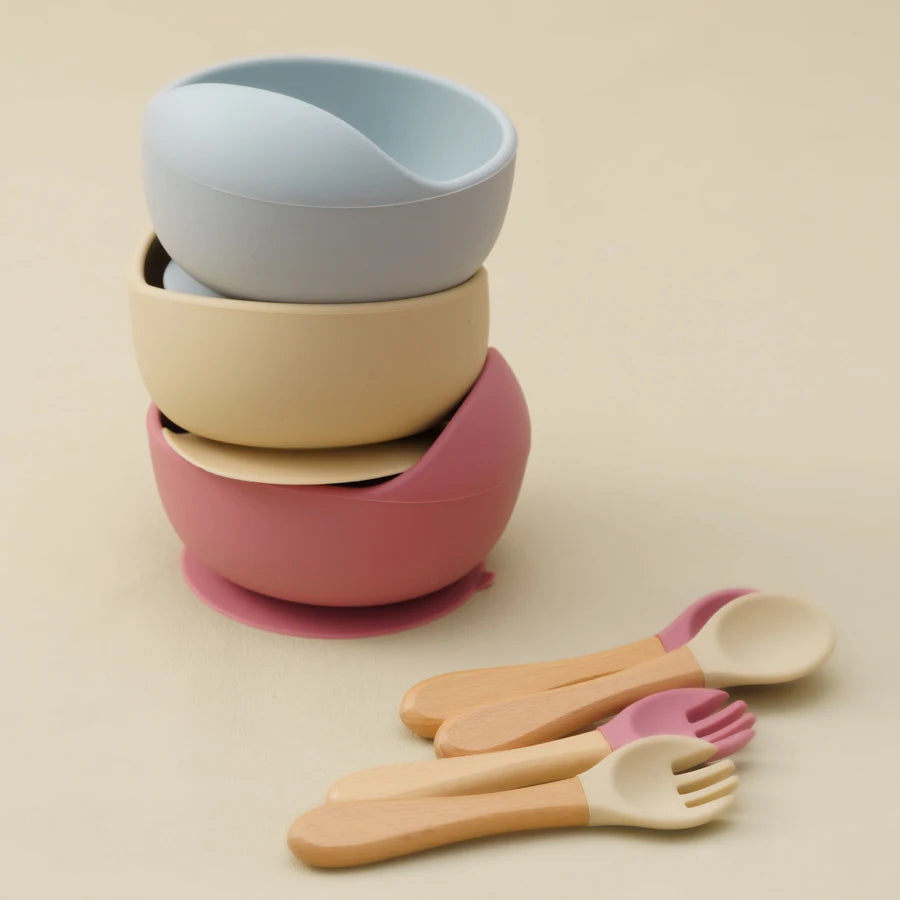 Baby Silicone Feeding Set – Suction Bowl, Spoon & Fork