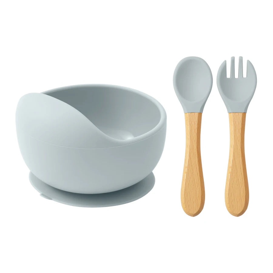 Baby Silicone Feeding Set – Suction Bowl, Spoon & Fork