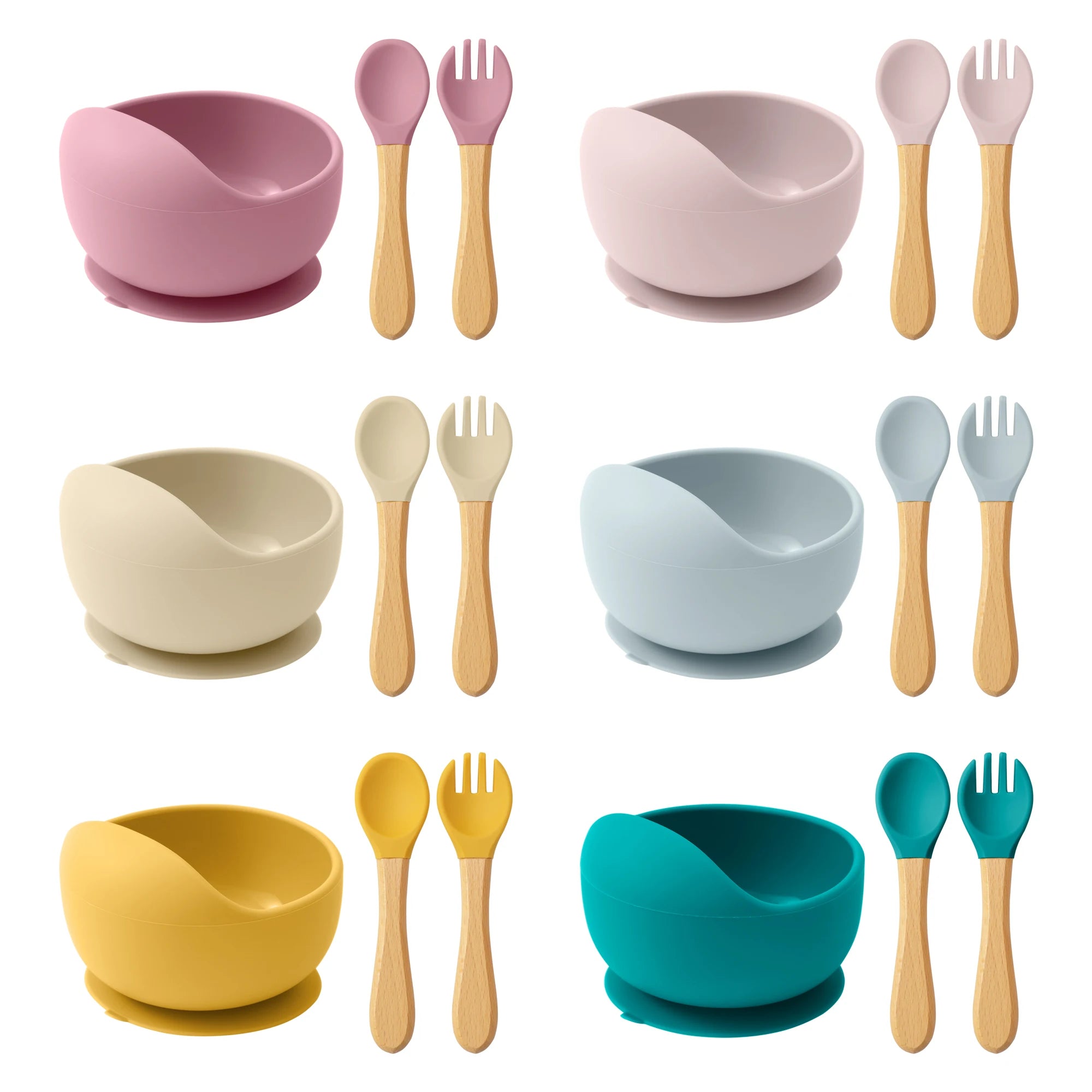 Baby Silicone Feeding Set – Suction Bowl, Spoon & Fork
