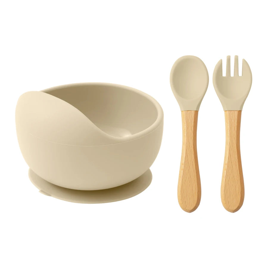 Baby Silicone Feeding Set – Suction Bowl, Spoon & Fork