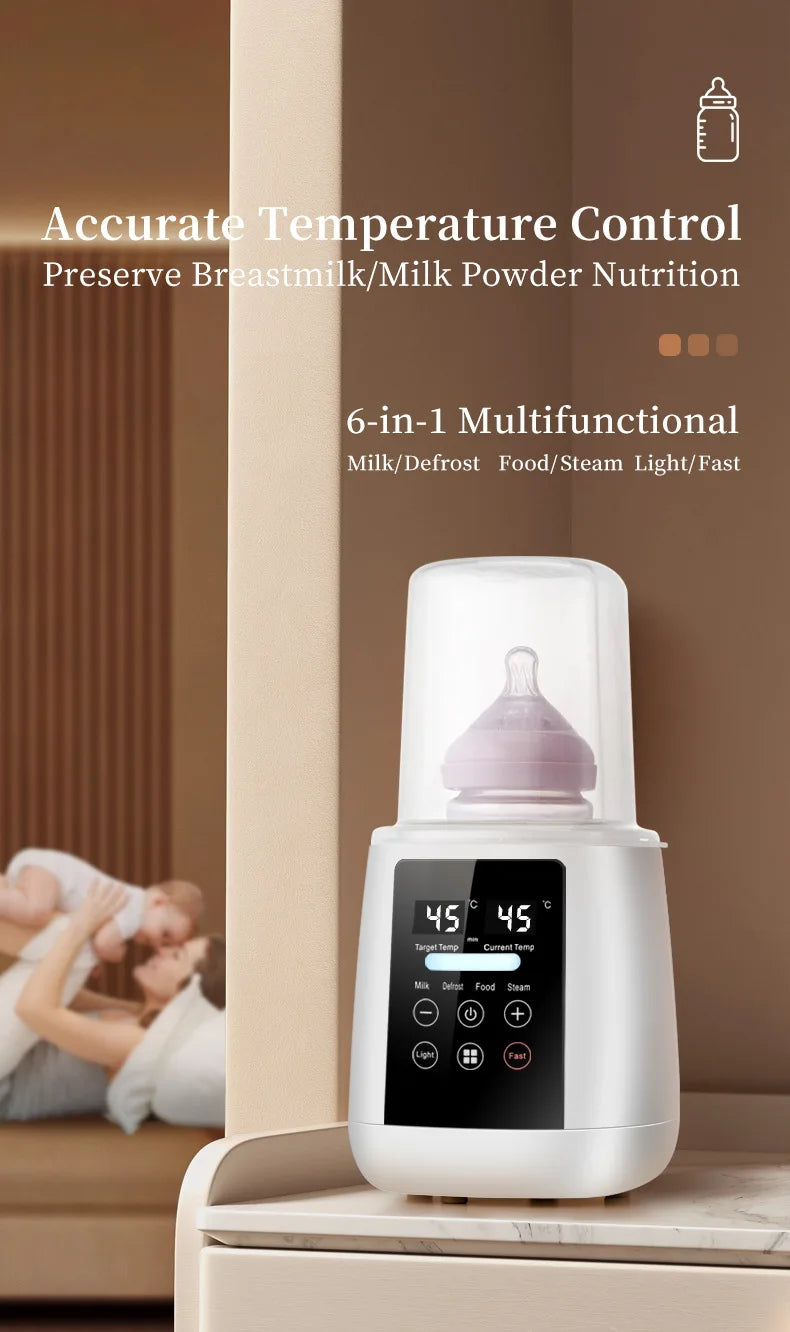 Baby Bottle Warmer & Sterilizer – 6-in-1 Multifunctional Milk Warmer for Newborns