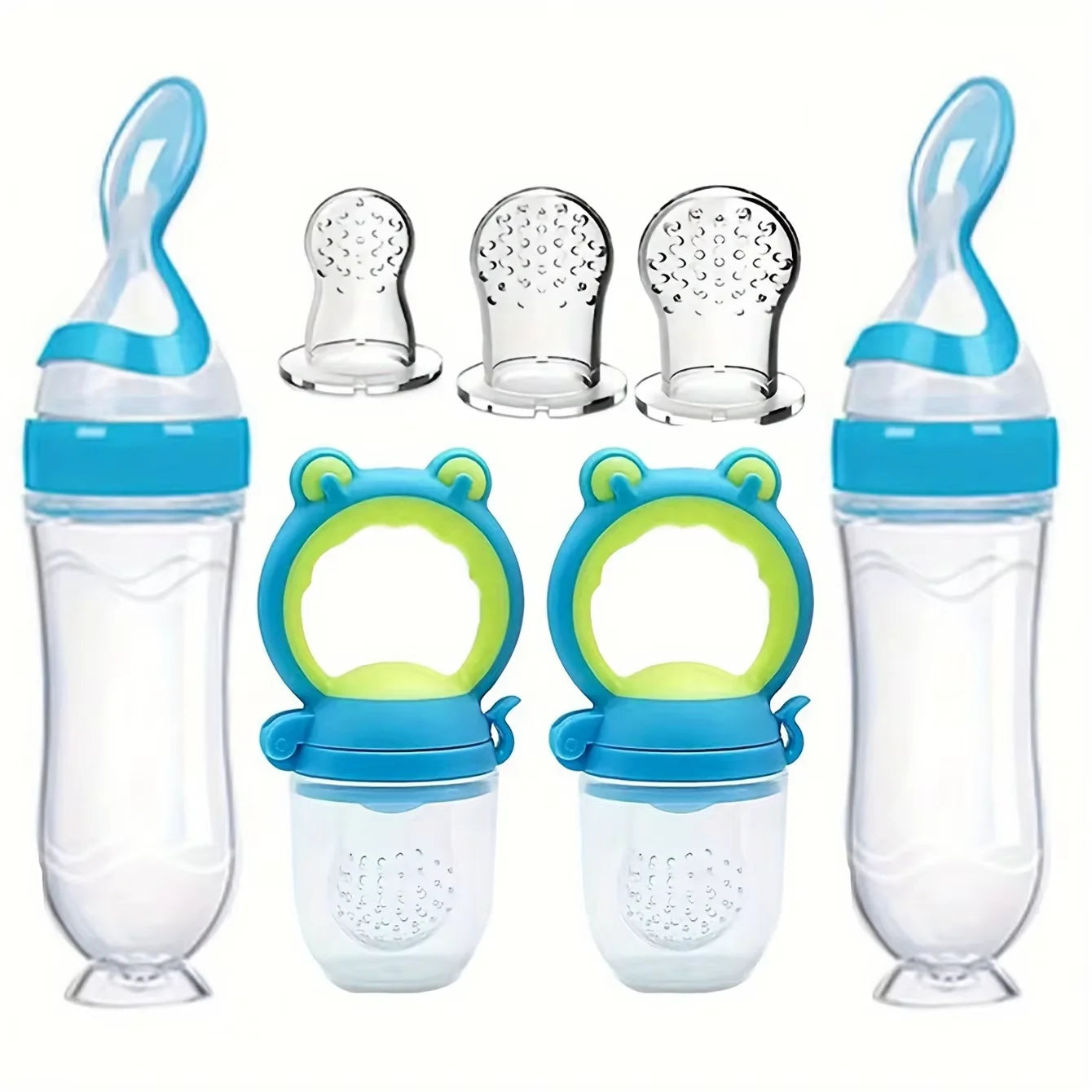 7-Piece Baby Feeding Set – Silicone Bottle, Fruit Feeder & Pacifier