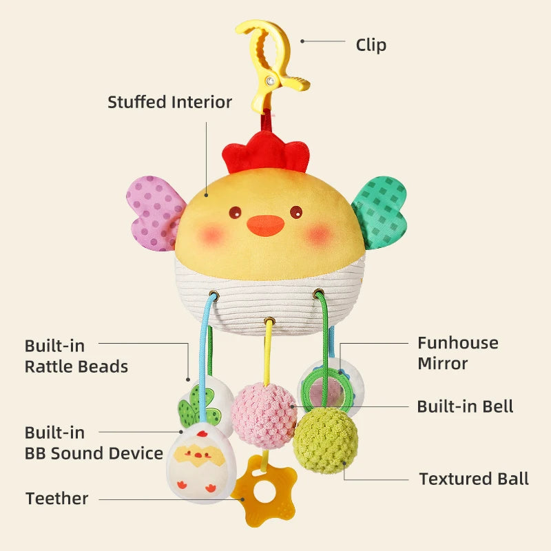 Baby Car Seat & Stroller Toy – Musical Rattle & Teether for Newborns