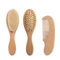 Wooden Hairbrush, Comb, Natural Wool Brush for Babies