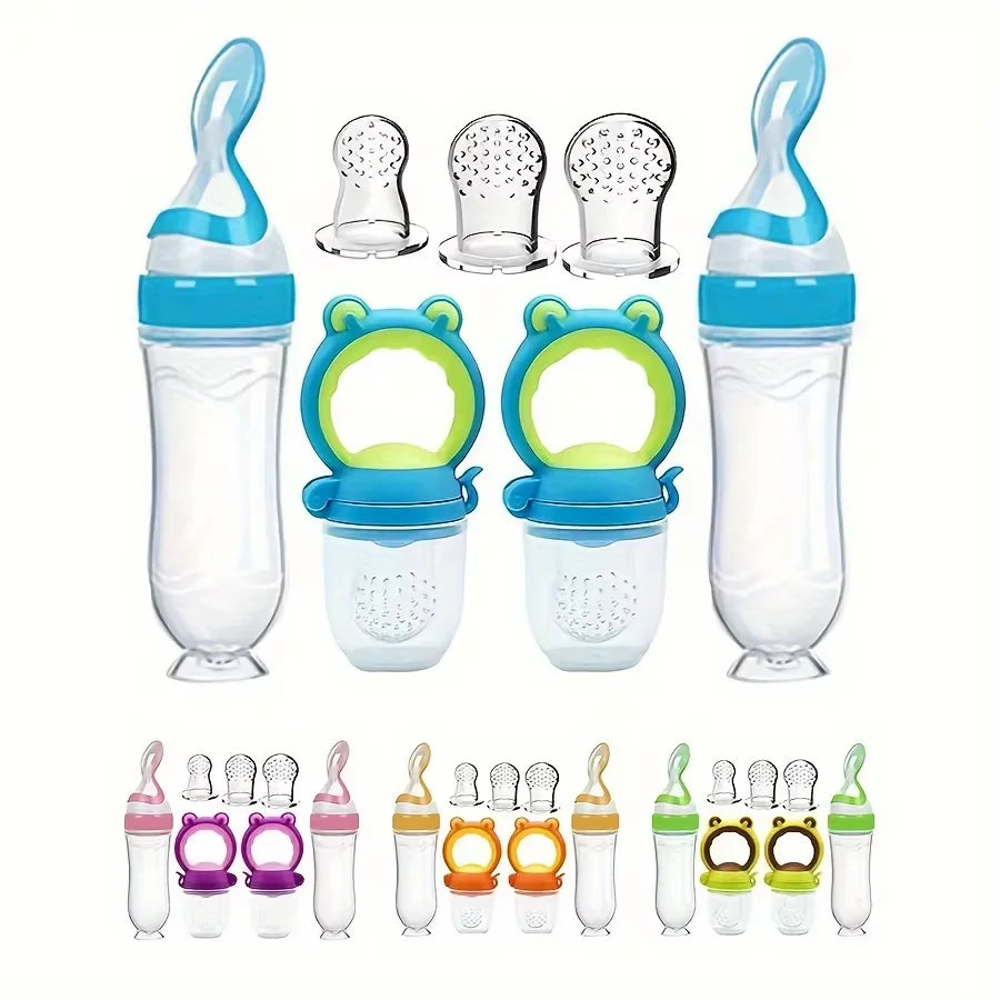 7-Piece Baby Feeding Set – Silicone Bottle, Fruit Feeder & Pacifier