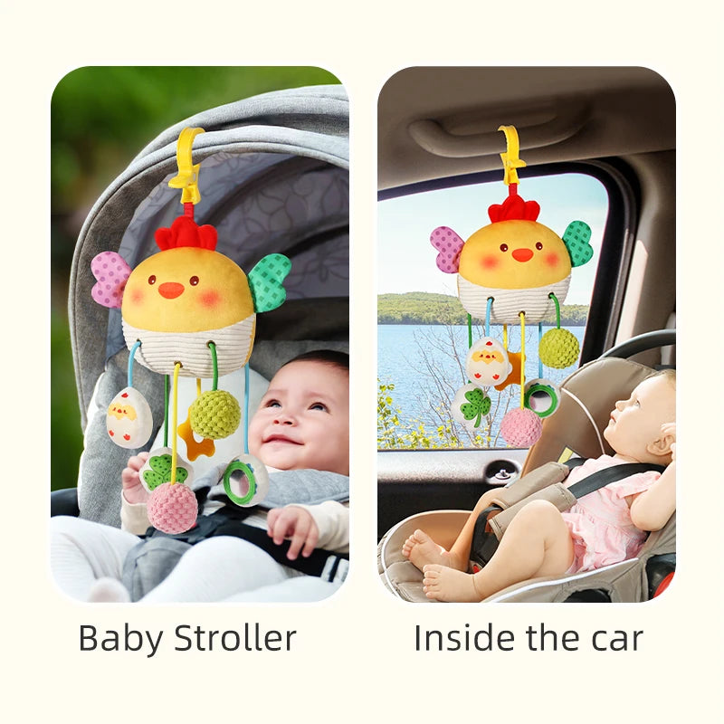 Baby Car Seat & Stroller Toy – Musical Rattle & Teether for Newborns