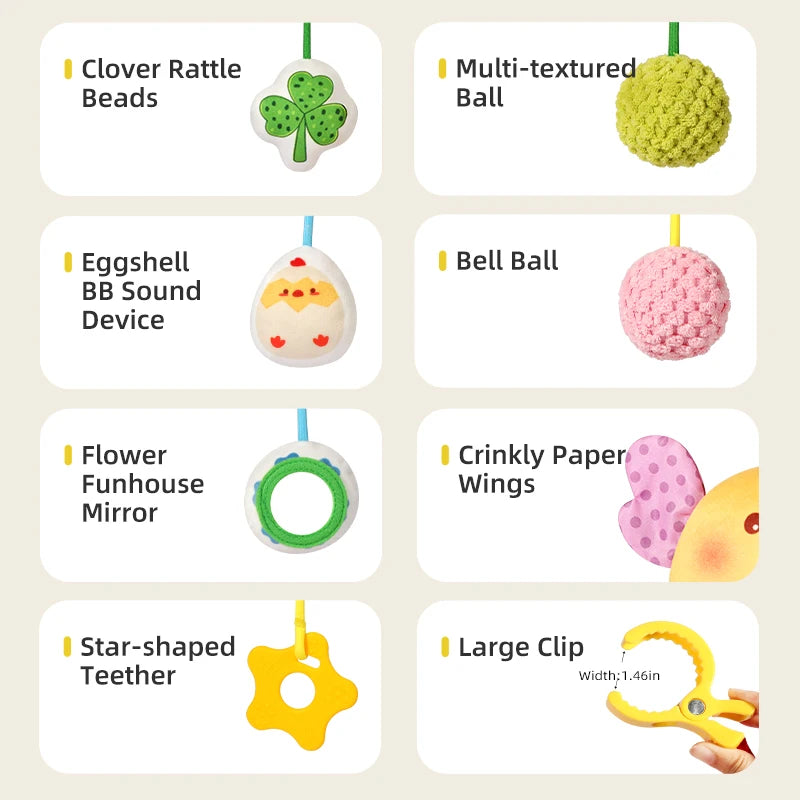 Baby Car Seat & Stroller Toy – Musical Rattle & Teether for Newborns