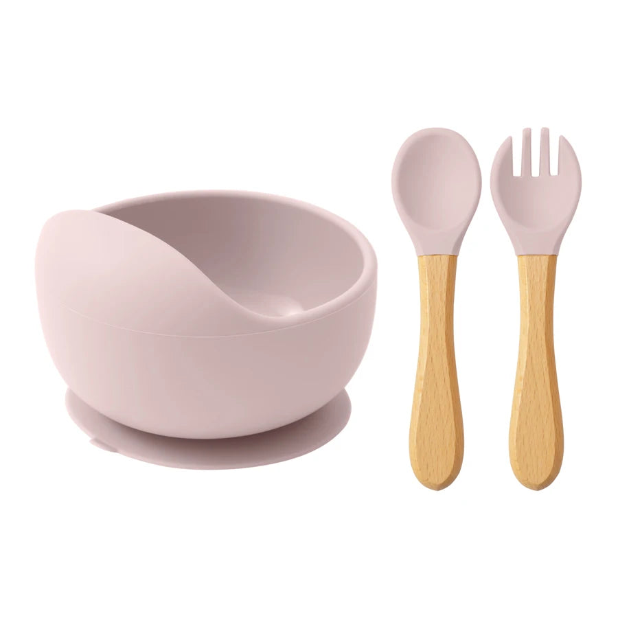 Baby Silicone Feeding Set – Suction Bowl, Spoon & Fork
