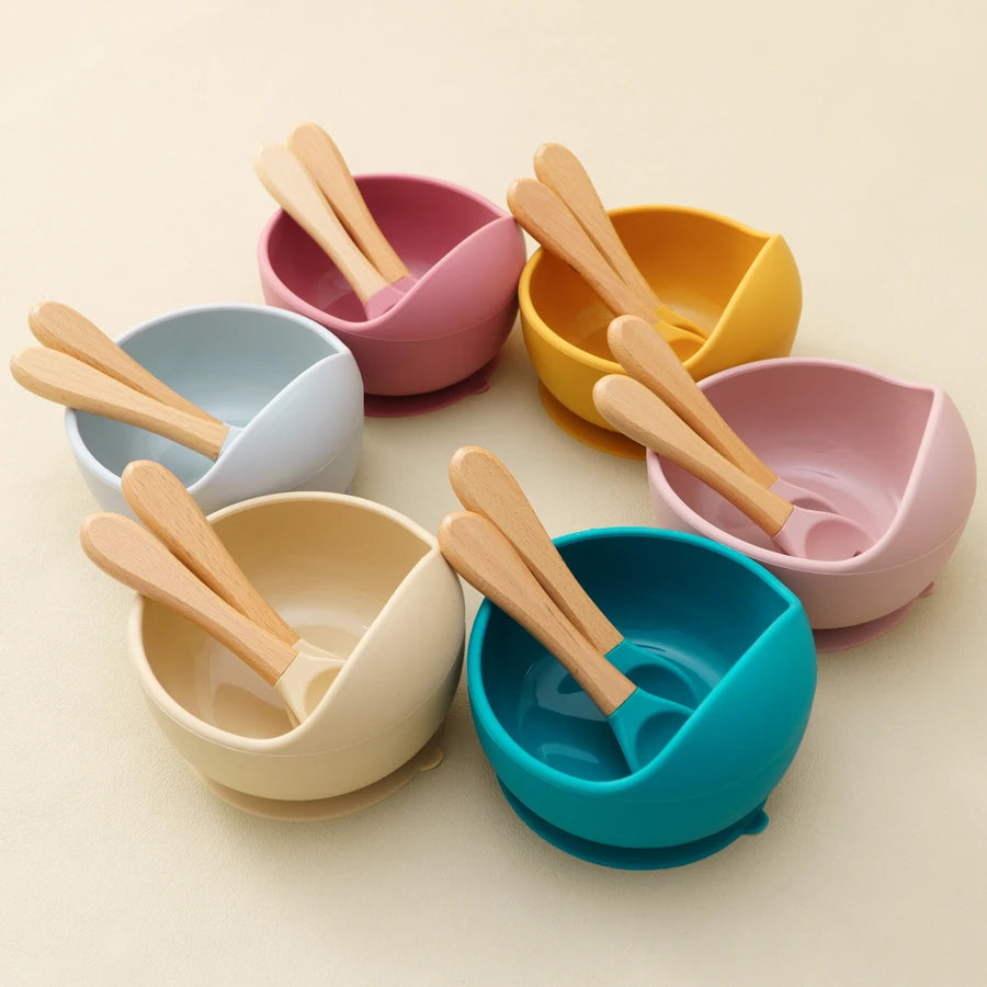 Baby Silicone Feeding Set – Suction Bowl, Spoon & Fork