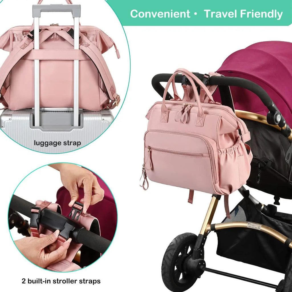 Large Capacity Diaper Bag Backpack – Waterproof Mommy Bag with Changing Mat