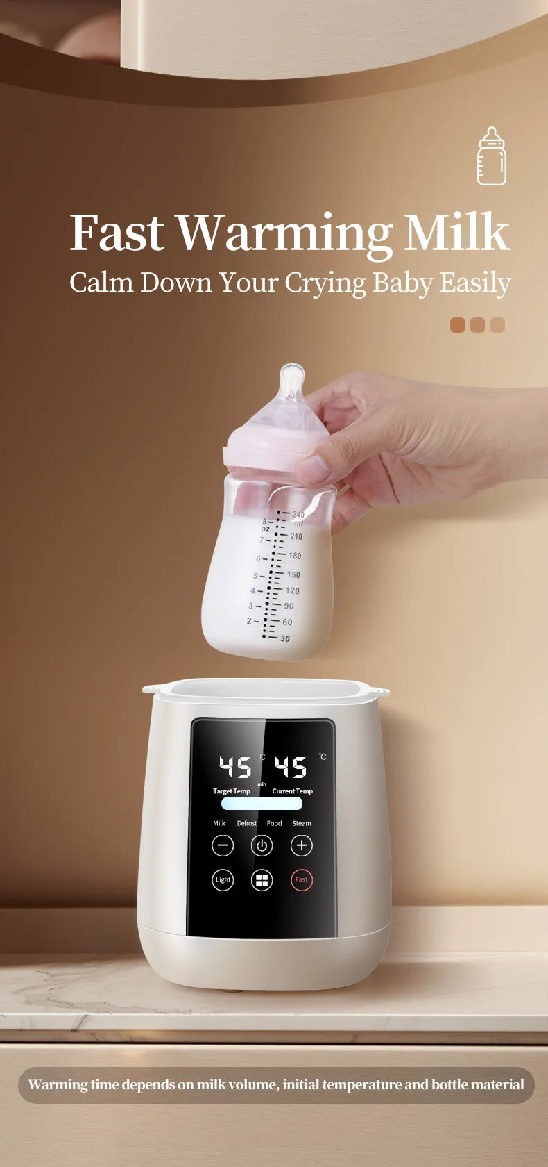 Baby Bottle Warmer & Sterilizer – 6-in-1 Multifunctional Milk Warmer for Newborns
