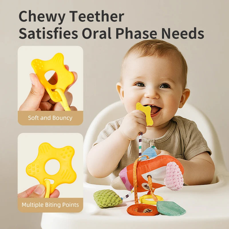 Baby Car Seat & Stroller Toy – Musical Rattle & Teether for Newborns