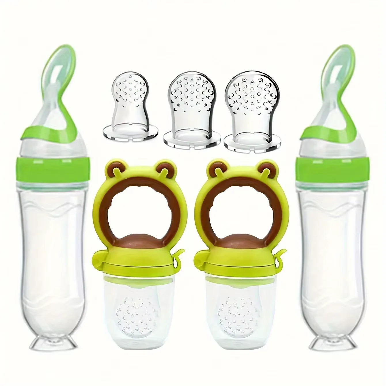 7-Piece Baby Feeding Set – Silicone Bottle, Fruit Feeder & Pacifier